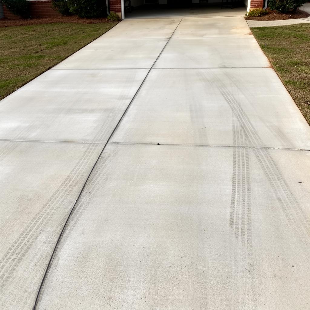 Driveway being pressure washed
