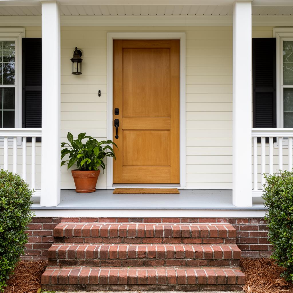 Clean front porch and brick steps